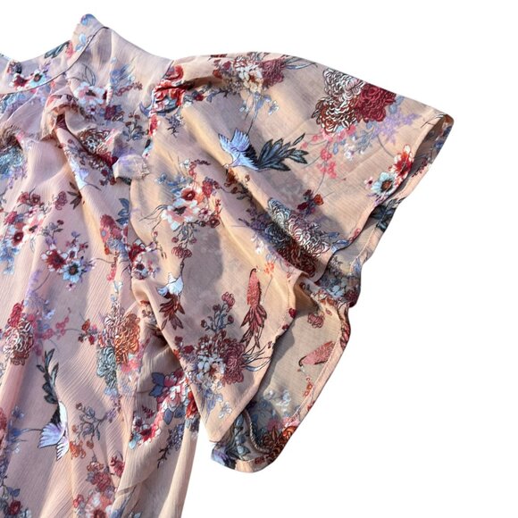 Gimmicks by BKE Buckle Ruffle Open Tie Back Boho Floral Top - Large - Picture 5 of 16